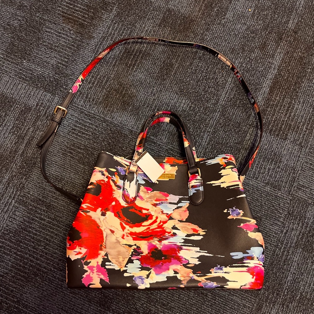 Kate Spade Red and Pink Floral Shoulder Bag